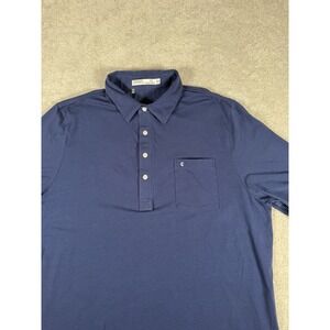 Criquet Golf 4 Button Polo Shirt Mens XXL Navy Performance Stretch Pocket Knit